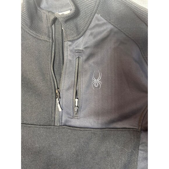 Spyder Mens Black Quarter-Zip Pullover Jacket Size X Polyester Fleece - Picture 15 of 16